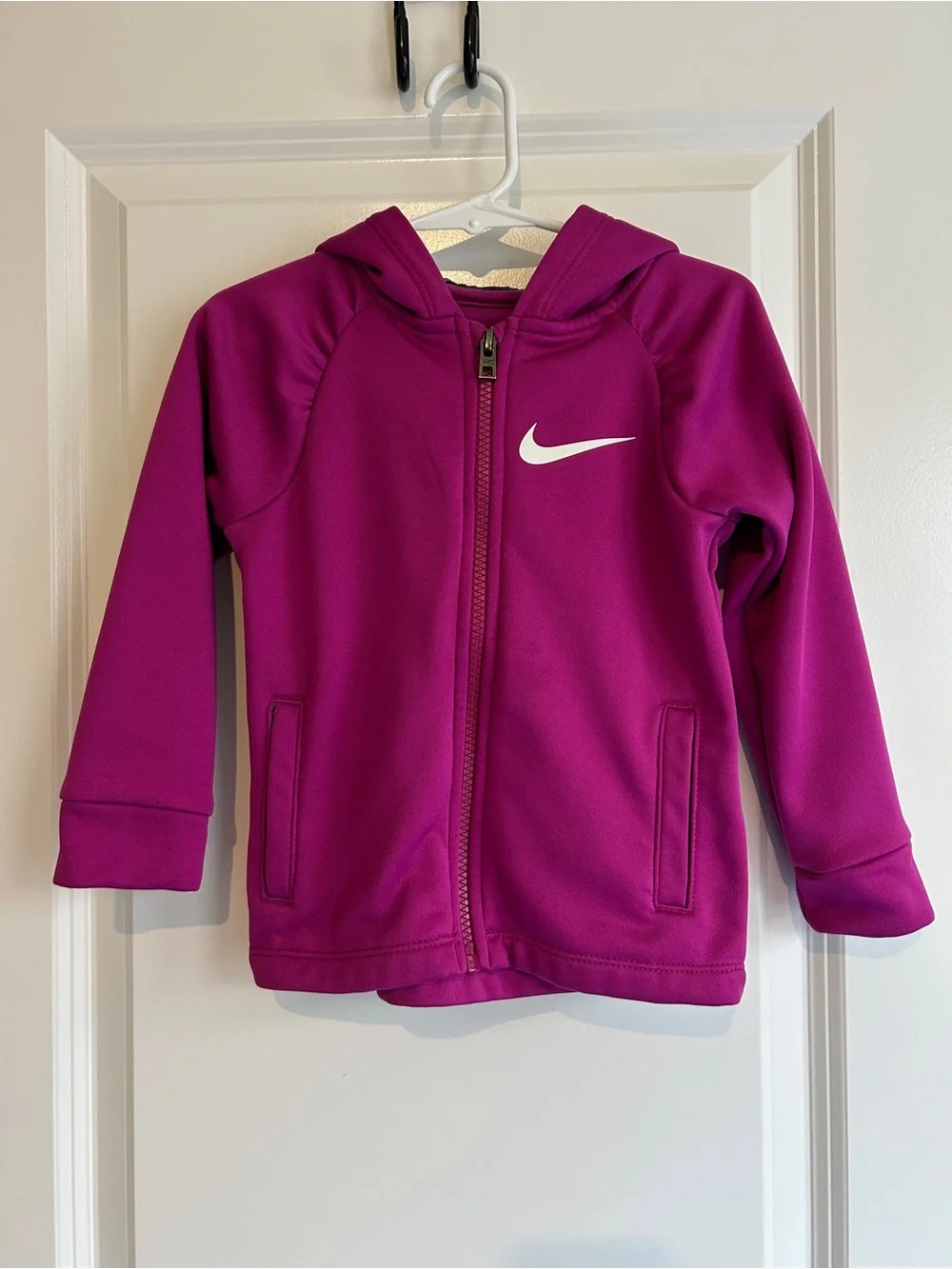 Nike Toddler Magenta Full-Zip Hooded Sweatshirt with White Swoosh